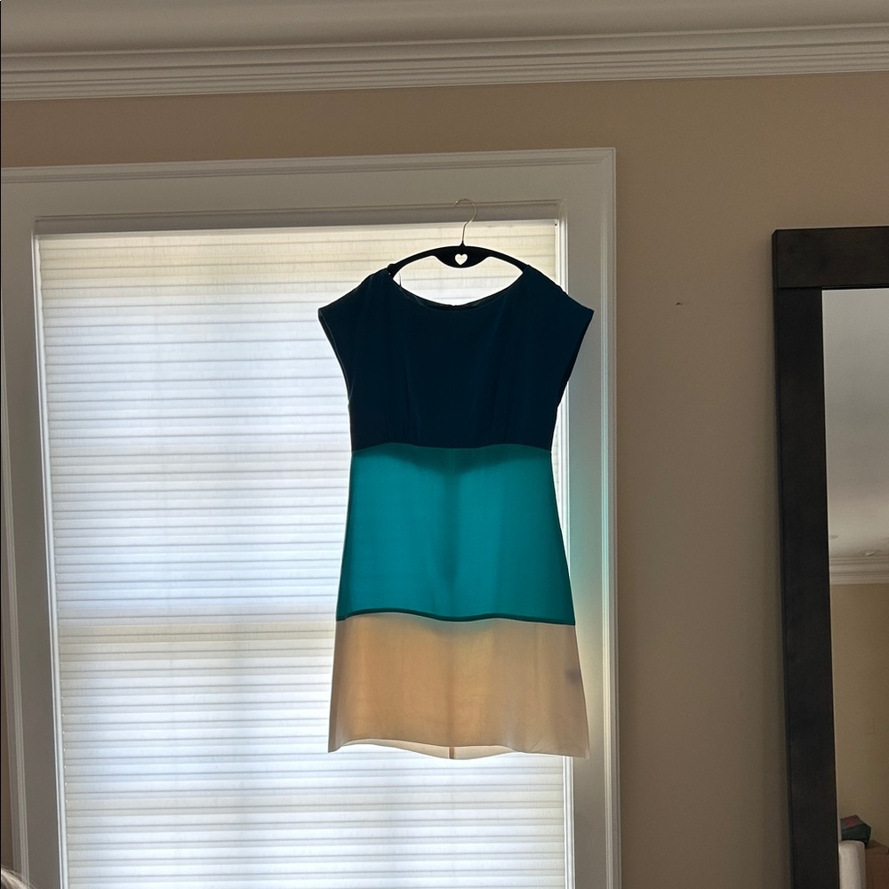 Eliza J Teal and White Dress